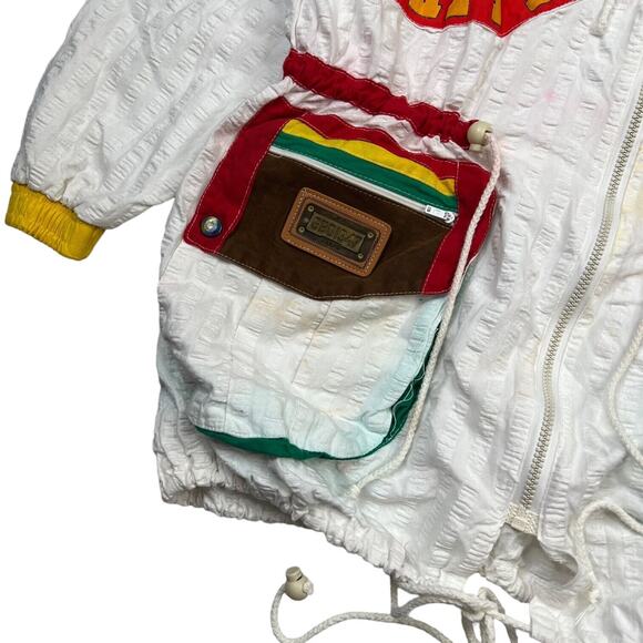 Vintage 80s Africa Unite Disan Lightweight Utility Jacket FLAW OSFA One Size - Picture 4 of 13